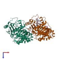 PDB entry 1jff coloured by chain, top view.