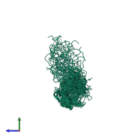 PDB entry 1jfn coloured by chain, ensemble of 15 models, side view.