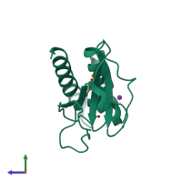 PDB entry 1jfv coloured by chain, side view.