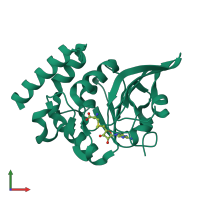 PDB entry 1jg4 coloured by chain, front view.