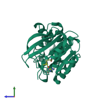 PDB entry 1jg4 coloured by chain, side view.