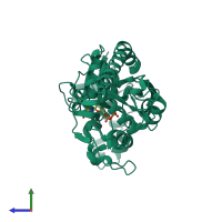 PDB entry 1jg6 coloured by chain, side view.