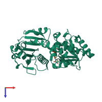 PDB entry 1jg7 coloured by chain, top view.