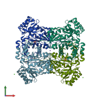 PDB entry 1jg8 coloured by chain, front view.