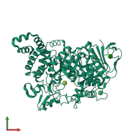 PDB entry 1jg9 coloured by chain, front view.