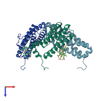 PDB entry 1jgc coloured by chain, top view.