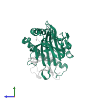 HLA class I histocompatibility antigen, B alpha chain in PDB entry 1jgd, assembly 1, side view.