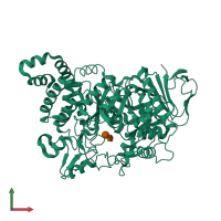 PDB entry 1jgi coloured by chain, front view.