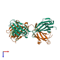 PDB entry 1jgl coloured by chain, top view.