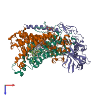 PDB entry 1jgz coloured by chain, top view.