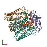 PDB entry 1jh0 coloured by chain, front view.