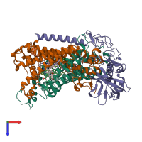 PDB entry 1jh0 coloured by chain, top view.