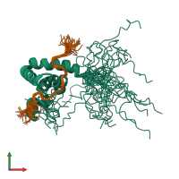 PDB entry 1jh4 coloured by chain, ensemble of 30 models, front view.