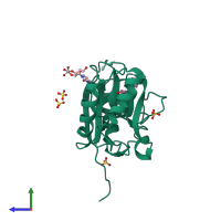 PDB entry 1jh7 coloured by chain, side view.