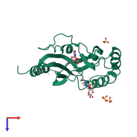 PDB entry 1jh7 coloured by chain, top view.