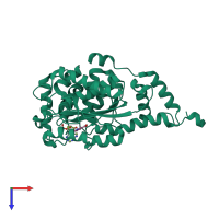 PDB entry 1jha coloured by chain, top view.