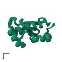 PDB entry 1jhb coloured by chain, ensemble of 20 models, top view.