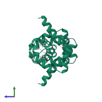 Trp operon repressor in PDB entry 1jhg, assembly 1, side view.