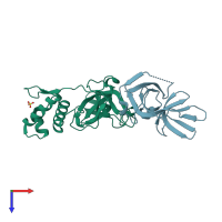 PDB entry 1jhh coloured by chain, top view.