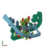 PDB entry 1jhi coloured by chain, ensemble of 10 models, front view.