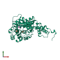 PDB entry 1jhm coloured by chain, front view.