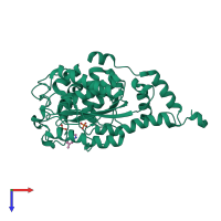 PDB entry 1jhm coloured by chain, top view.