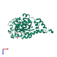 PDB entry 1jhp coloured by chain, top view.