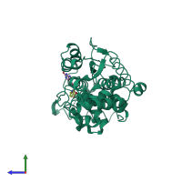 PDB entry 1jhr coloured by chain, side view.