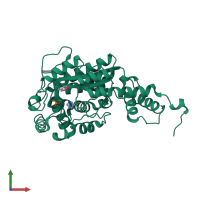 PDB entry 1jhv coloured by chain, front view.