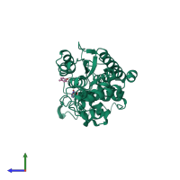 PDB entry 1jhv coloured by chain, side view.