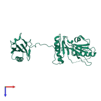 PDB entry 1jhw coloured by chain, top view.