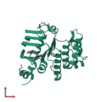 PDB entry 1ji0 coloured by chain, front view.