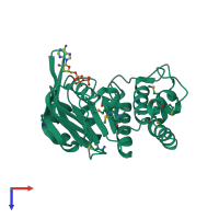 PDB entry 1ji0 coloured by chain, top view.