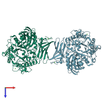 PDB entry 1ji1 coloured by chain, top view.