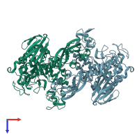 PDB entry 1ji2 coloured by chain, top view.
