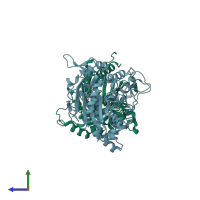 PDB entry 1ji3 coloured by chain, side view.