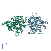 PDB entry 1ji3 coloured by chain, top view.