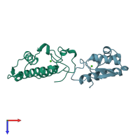 PDB entry 1jia coloured by chain, top view.