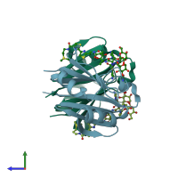 PDB entry 1jie coloured by chain, side view.