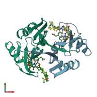 PDB entry 1jif coloured by chain, front view.