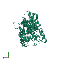 PDB entry 1jij coloured by chain, side view.