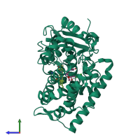 PDB entry 1jin coloured by chain, side view.