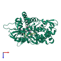 PDB entry 1jin coloured by chain, top view.