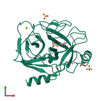 PDB entry 1jir coloured by chain, front view.
