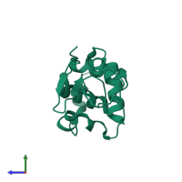 PDB entry 1jis coloured by chain, side view.