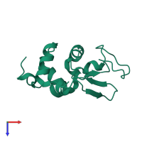 PDB entry 1jis coloured by chain, top view.