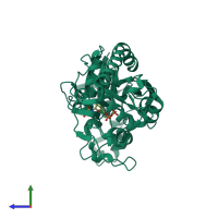 PDB entry 1jix coloured by chain, side view.