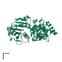 PDB entry 1jix coloured by chain, top view.