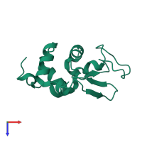 PDB entry 1jiy coloured by chain, top view.