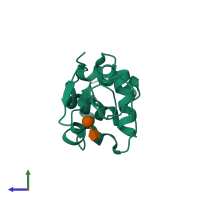 PDB entry 1jj0 coloured by chain, side view.